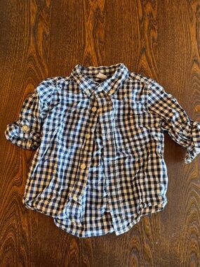 GAP Blue and White Gingham Button-Up Shirt